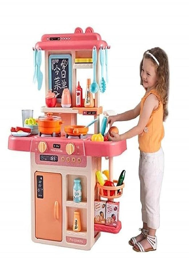 BIG FOLK BIGFOLK® Kids 42-Piece Princess Kitchen Set for Kids Girls Toys | Realistic Lights and Sounds Play Sink with Running Water, Dessert Shelf Toy and Kitchen Accessories Set for 3 Year Old - Image 1